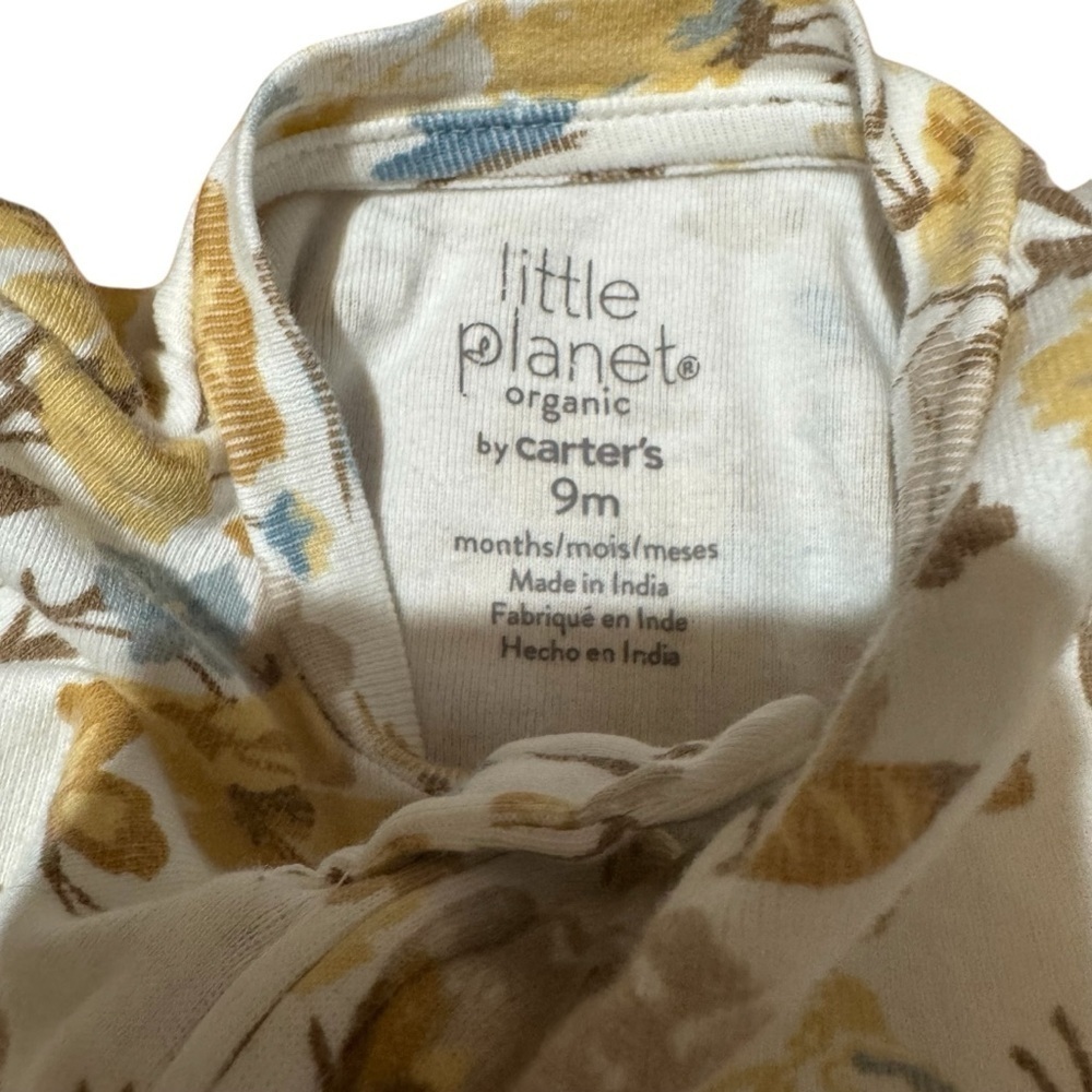 Little Planet by Carter’s Organic Cotton Floral 2-way Zip Sleeper Footie 9M - Picture 4 of 5